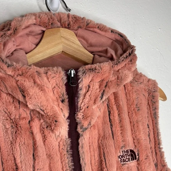 The North Face Furlander Faux Fur Hooded Vest Pink Size L EUC - Picture 3 of 11